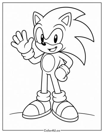 Sonic Waving Hello coloring page
