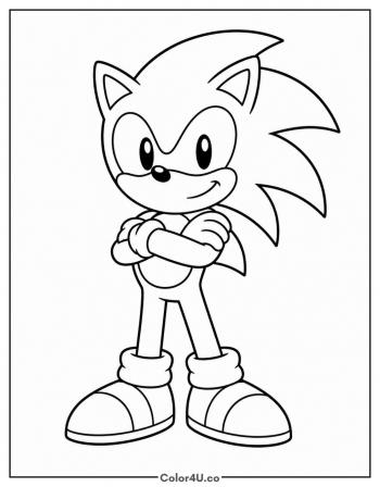 Sonic With Arms Crossed coloring page
