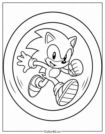 Sonic Leaping Through a Giant Ring coloring page