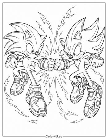 Sonic vs Shadow Mid-Air Clash coloring page