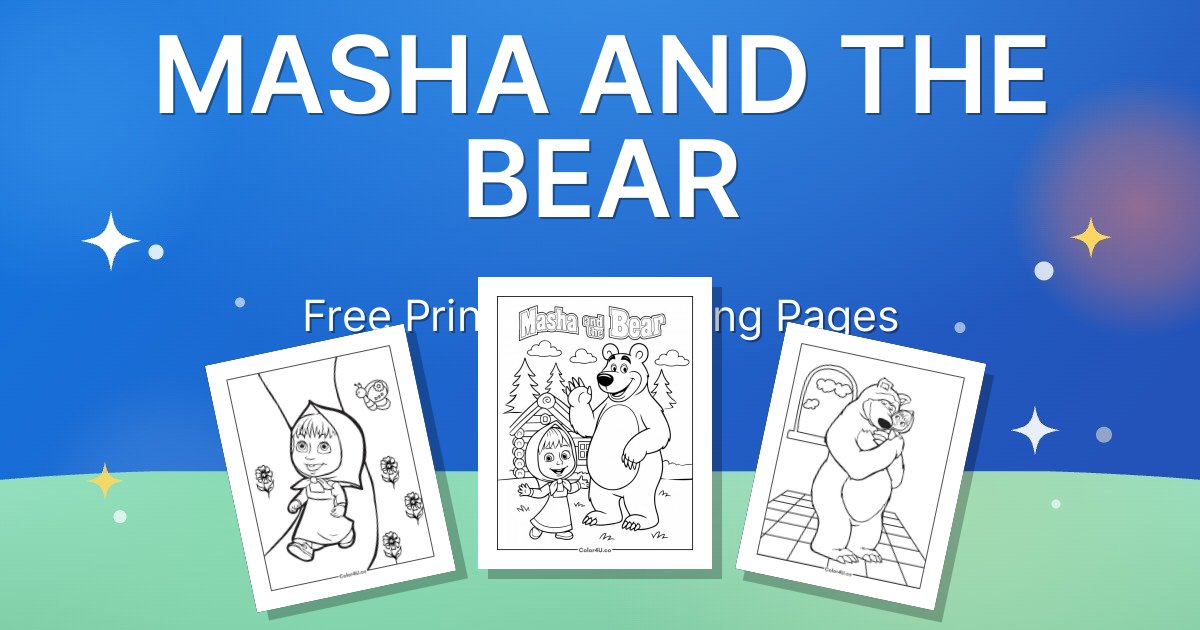 Masha and the Bear Coloring Pages: 22 Free PDF Printables